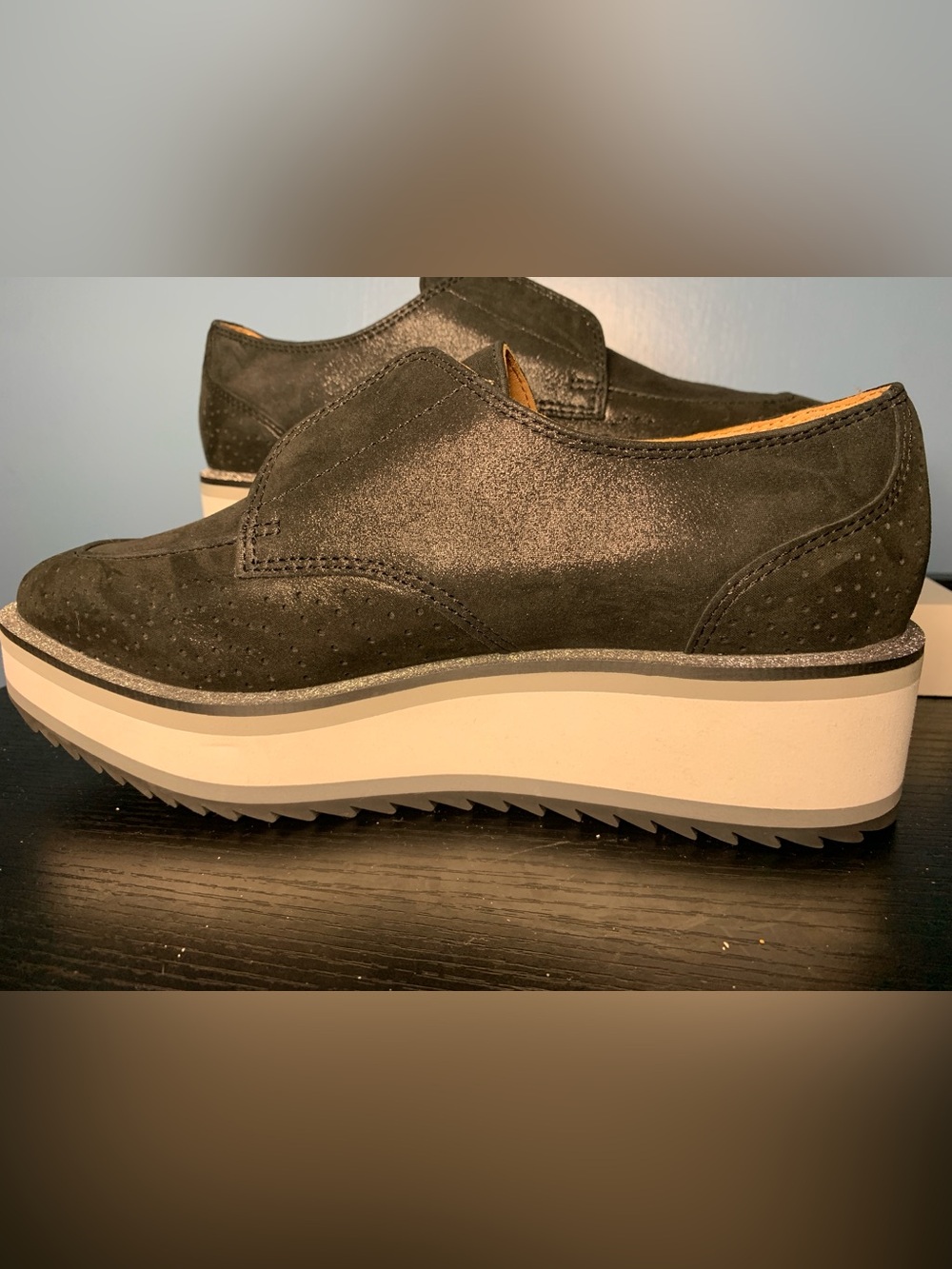 Johnston & Murphy Black Slip-On Platform Loafers